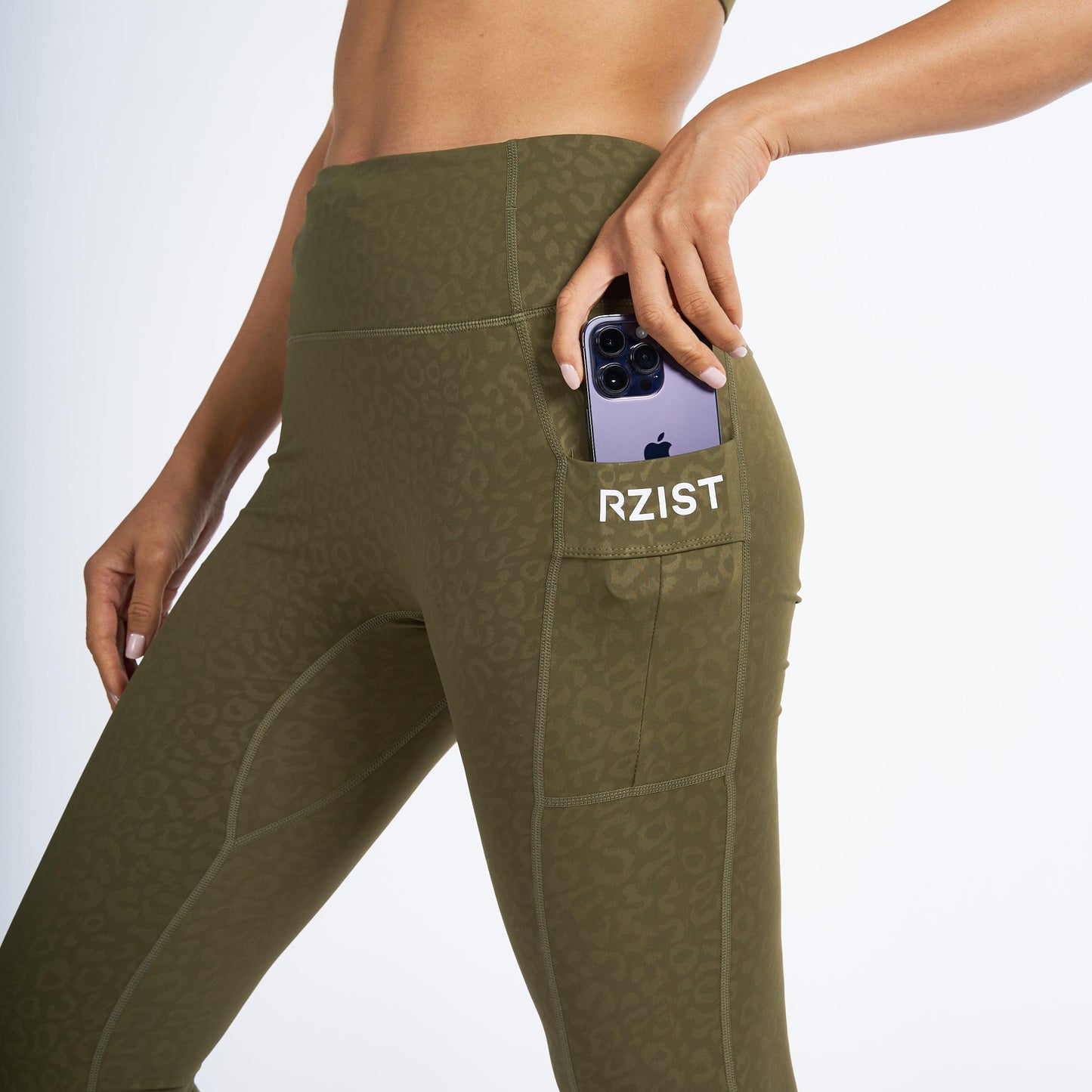 Leggings For Women's Workout By RZIST In Capulet Olive Leggings - RZIST