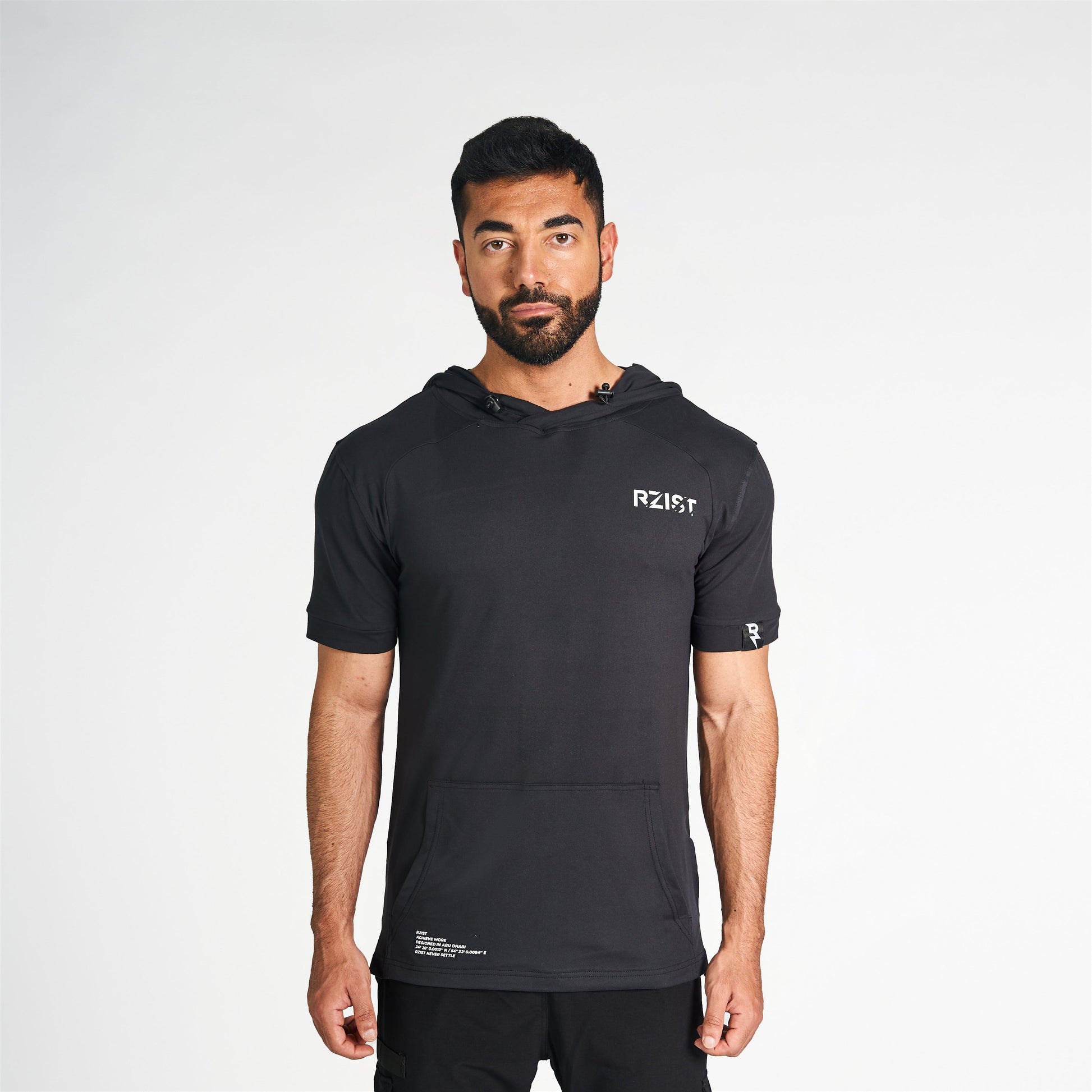 Hoodie For Men's Sportswear RZIST Black Short Sleeve Hoodie - RZIST