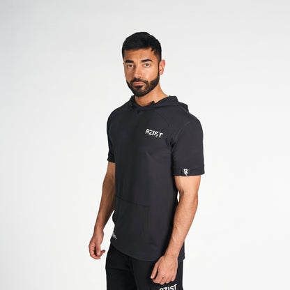 Hoodie For Men's Sportswear RZIST Black Short Sleeve Hoodie - RZIST