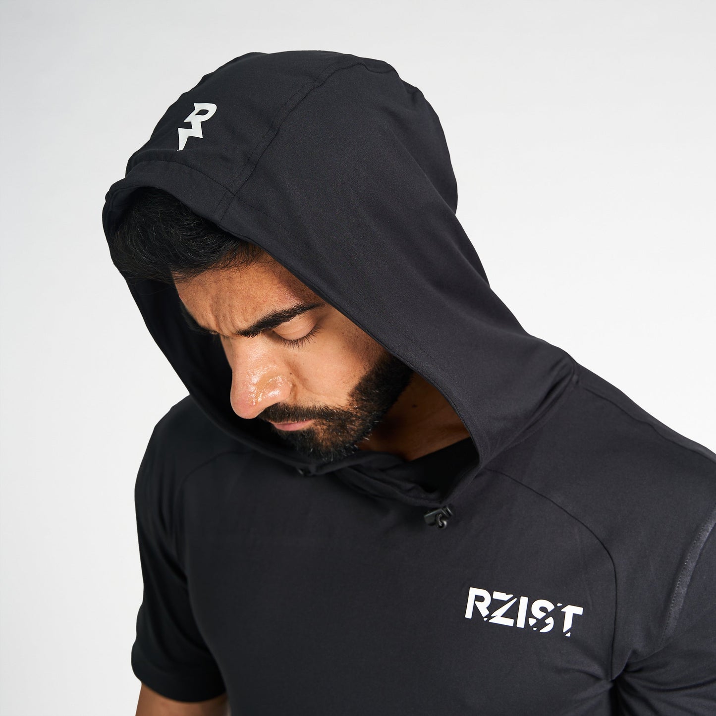 Hoodie For Men's Sportswear RZIST Black Short Sleeve Hoodie - RZIST