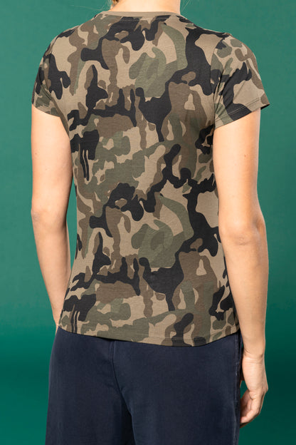 Dames-t-shirt camo korte mouwen