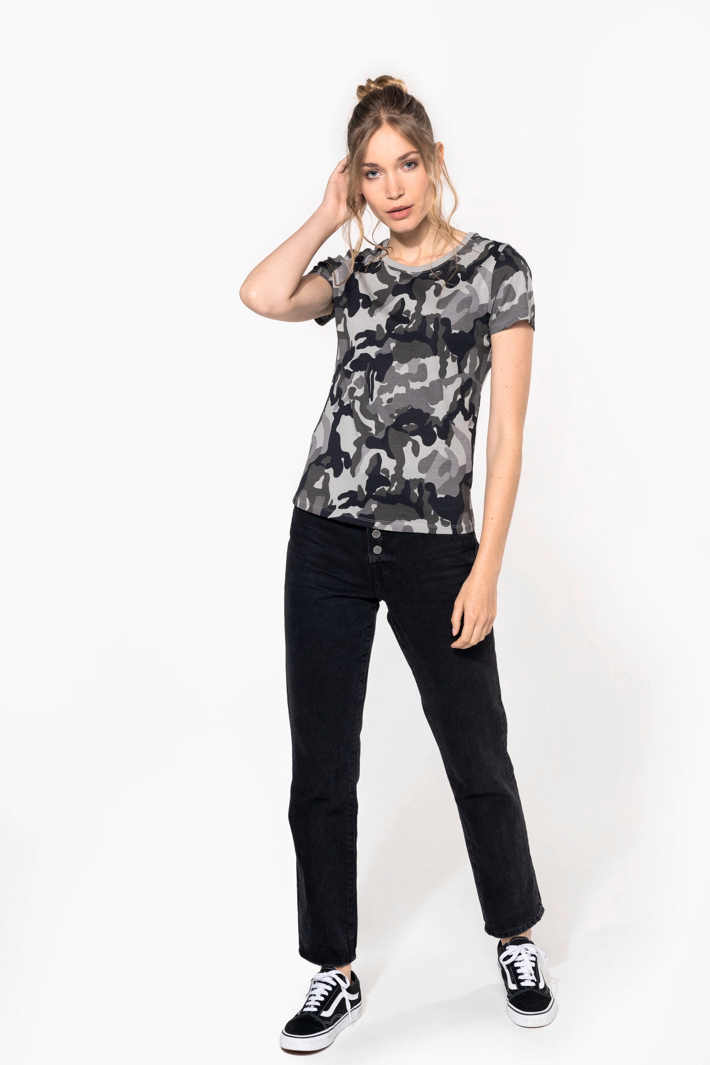 Dames-t-shirt camo korte mouwen