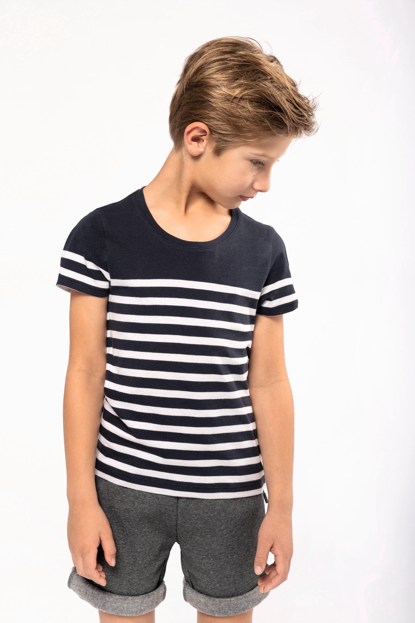 Marine-t-shirt ronde hals Bio kind