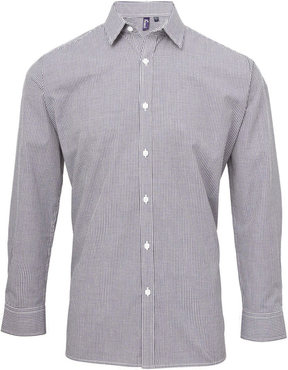 Men's long sleeve microcheck gingham shirt