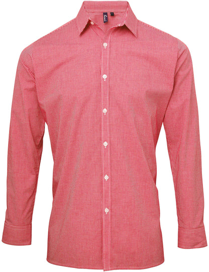 Men's long sleeve microcheck gingham shirt