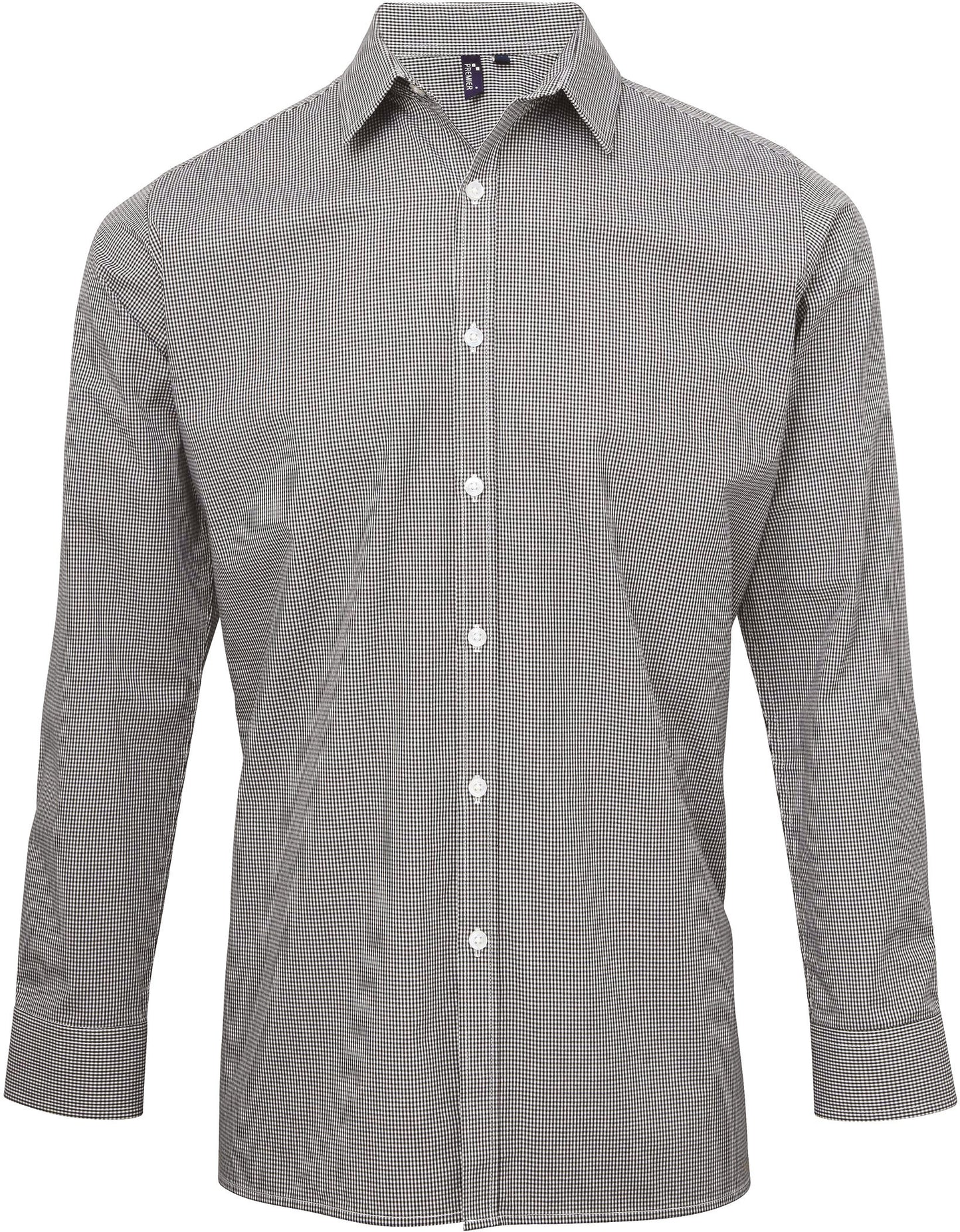 Men's long sleeve microcheck gingham shirt